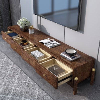 胡桃木简易电视柜图片