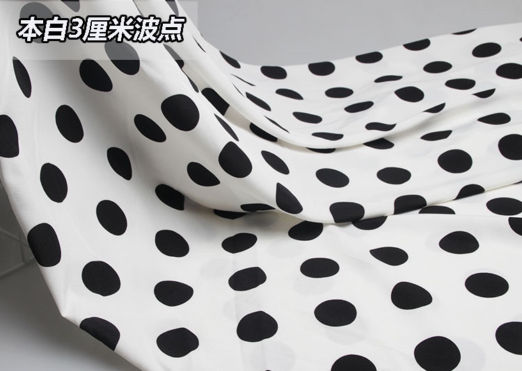 韩版弹力不透圆点波点条纹印花雪纺碎花布料连衣裙长裙阔腿裤面料