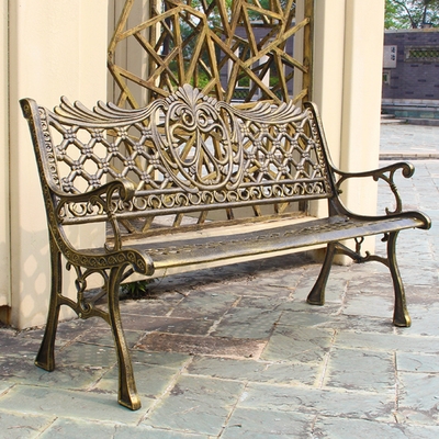 户外花园休闲公园椅欧式铁艺休息椅复古防锈室外椅小区铸铁长椅