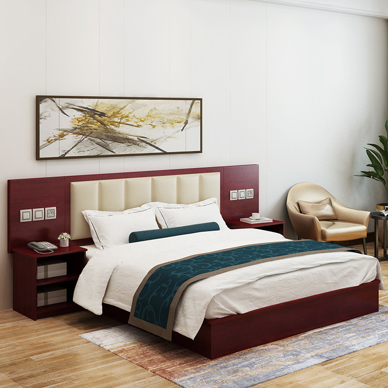 酒店床定制宾馆家具床标间全套单双人1.2米床挂衣板电视桌 宾馆床