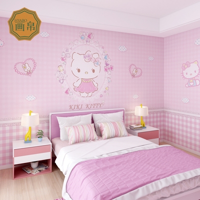 儿童房壁纸女孩公主房粉色墙纸可爱少女背景墙布全屋定制无缝壁.