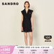 SANDRO Outlet女装春夏无袖黑色撞色条纹西装连衣裙SFPRO02090