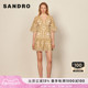 SANDRO Outlet女装法式度假风镂空刺绣印花短款连衣裙SFPRO02221