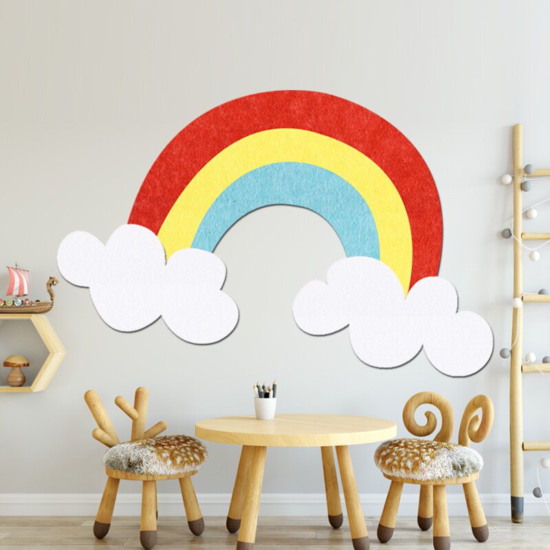 彩虹幼儿园主题墙环创毛毡板展示板宣传栏文化墙宣传公告栏背景