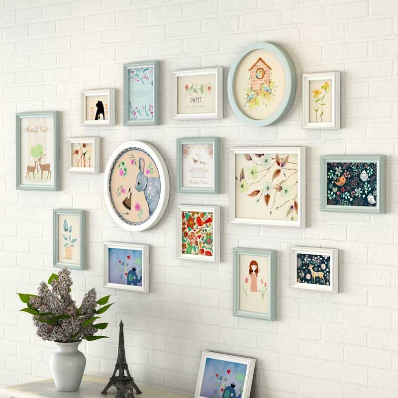 现代简约实木相框挂墙摆台欧式照片墙装饰创意像框架组合相册画