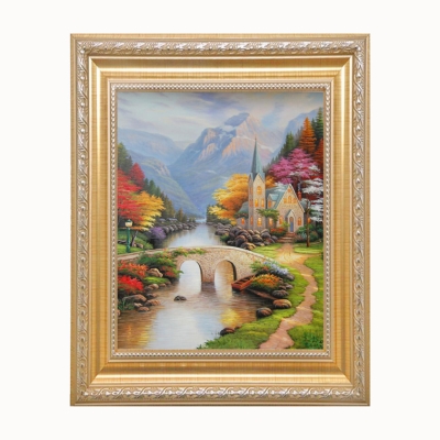 背景墙墙画山水风景装饰画走廊挂墙海报欧式油画客厅组合餐厅挂.