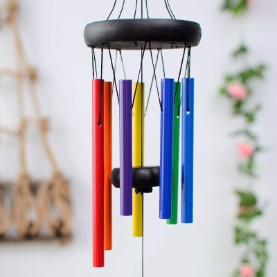 彩色金属管音乐风铃7管风铃莲花坠风铃挂饰挂件家居饰品生日礼品