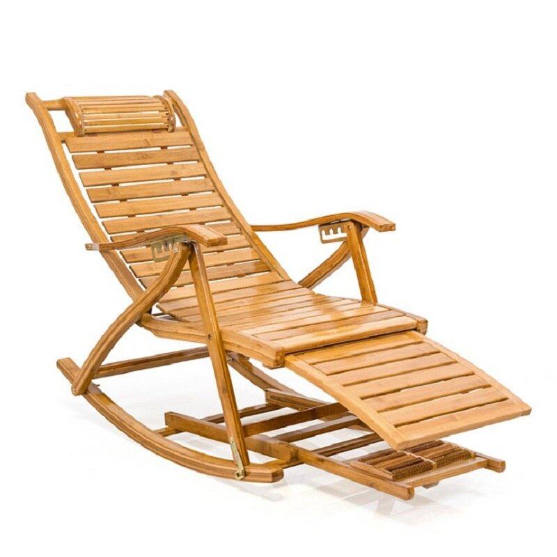 原木色老人摇椅躺椅睡椅竹椅逍遥椅休闲竹椅沙发大人午休懒人折叠