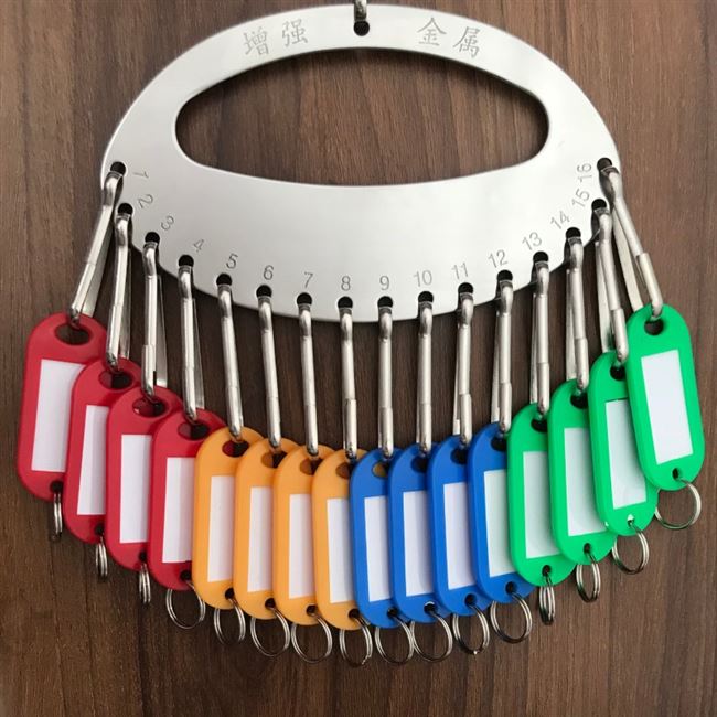 28孔新品手提钥匙盘不锈钢加厚板公司物业钥匙圈环扣带标记收纳牌