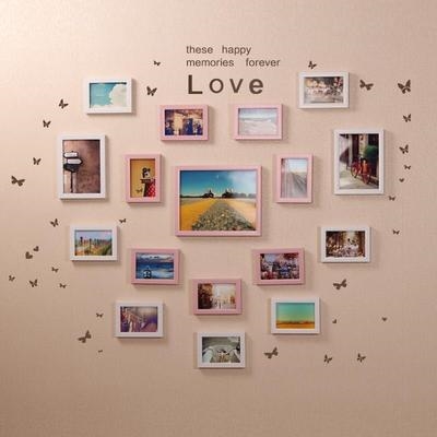 结婚礼物创意卧室心形照片墙墙贴韩式欧式组合相片墙挂墙相框