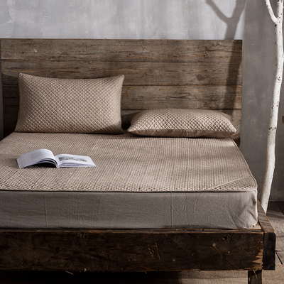 棉麻凉席1.8m亚麻席子夏凉席亚麻空调软席可机洗折叠双人三件套季