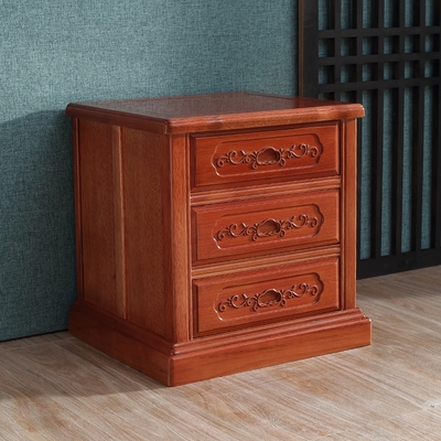 床头柜轻奢雕花储物新三实仿古卧室木古典柜子明清抽屉床边中式柜