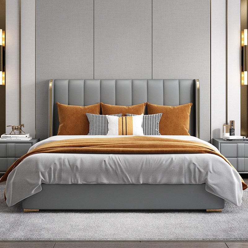 简欧高端奢华ins网红风格双人床美式简约大气科技布床轻奢现代