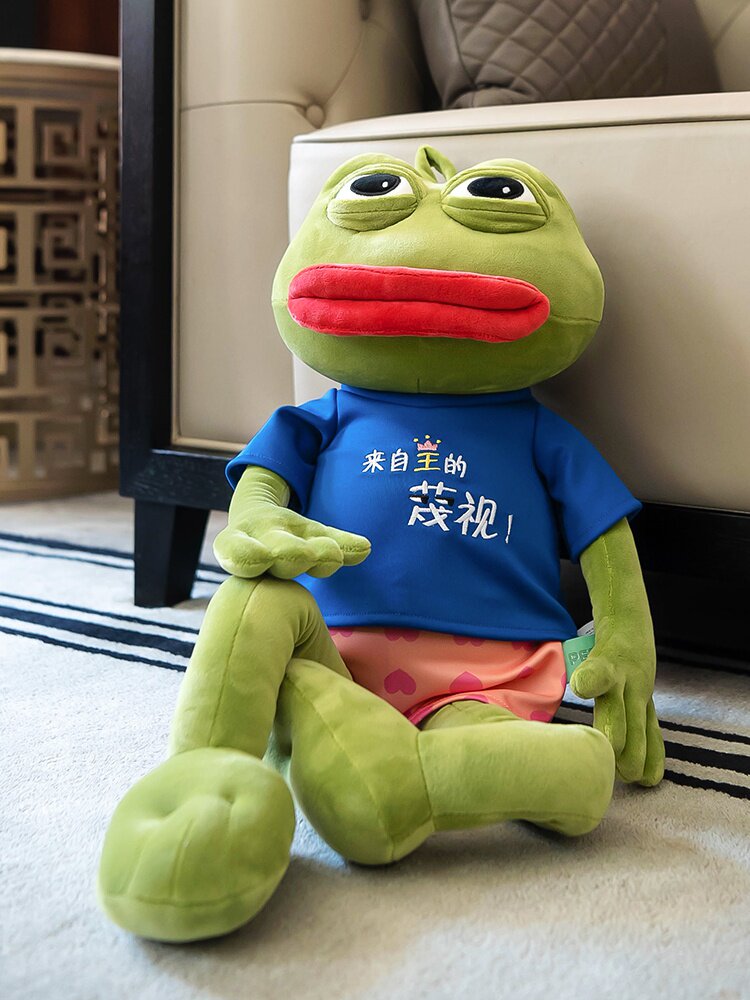 热销悲伤蛙抱枕_网红孤寡悲伤蛙玩偶毛绒玩具长条抱枕搞怪沙雕公仔