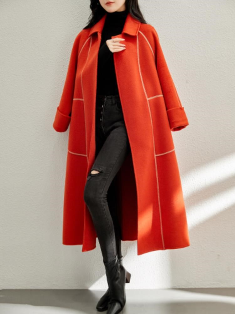 橘色羊毛大衣图片