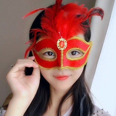 女孩面具半脸图片