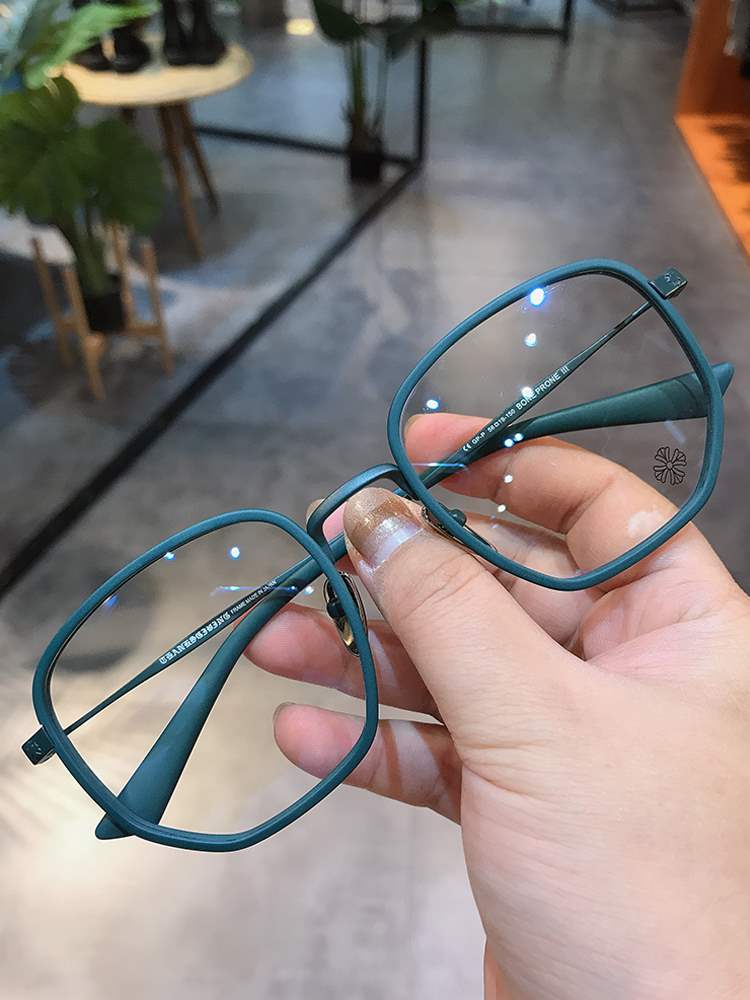 克萝心眼镜框男女复古大脸加宽防蓝光可配近视眼镜架平光变色