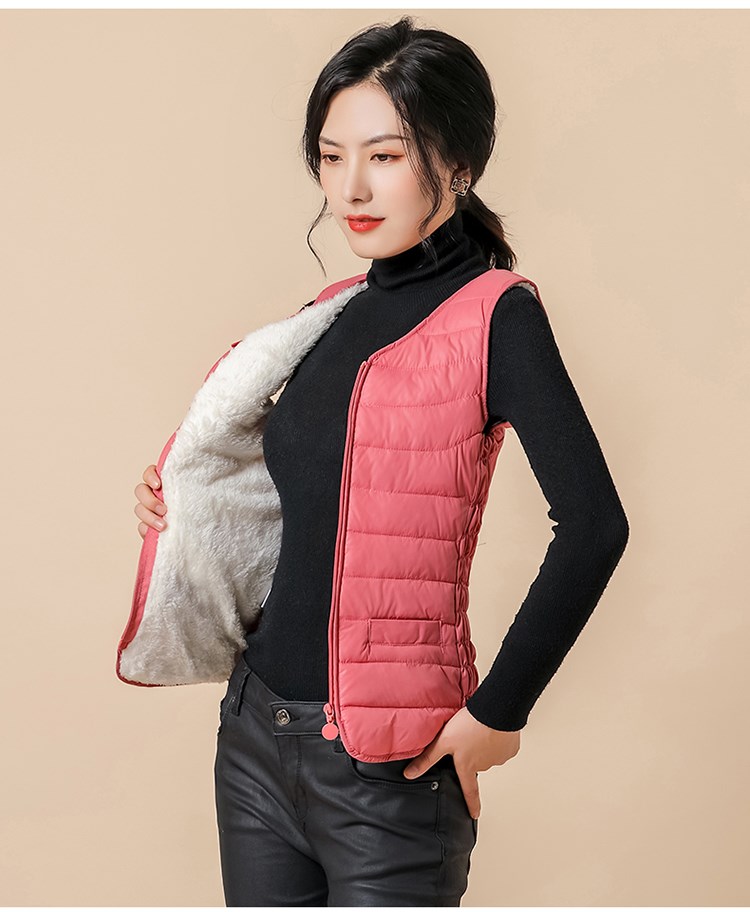 修身显瘦冬季保暖背心马甲加绒女款紧身马甲中老年拉链坎肩