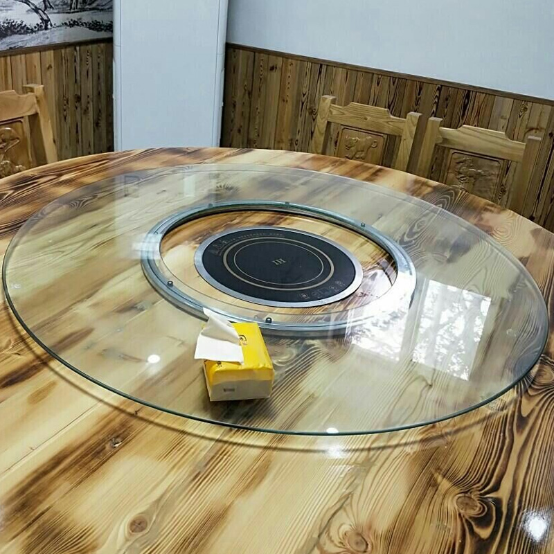 餐桌玻璃转盘圆桌钢化玻璃空心火锅玻璃转盘旋转底座饭桌转盘家用