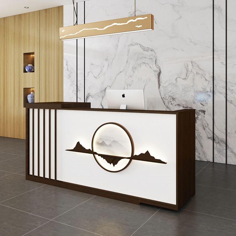 新中式吧台收银台茶楼养生复古柜台美容院公司餐厅会所前台接待台