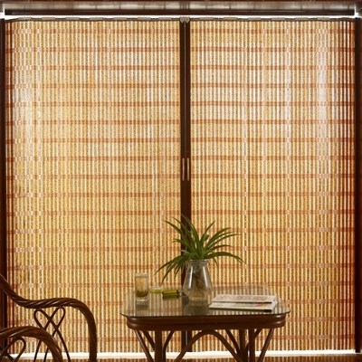 高档竹帘子门帘折叠推拉门客厅阳台隔断装饰家用卧室饭店商场遮d