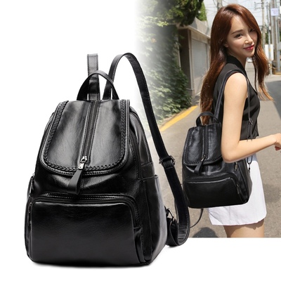 双肩包女新款韩版百搭潮时尚休闲简约书包女士小背包迷你胸包2017