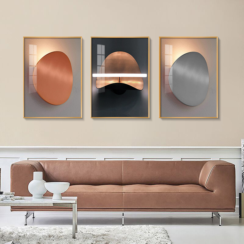 现代简约客厅装饰画抽象三联画沙发背景墙画极简风格轻奢壁画组