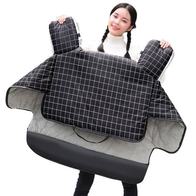 电动摩托车挡风被冬季加绒加厚双面电瓶电车秋冬天防水防风防寒