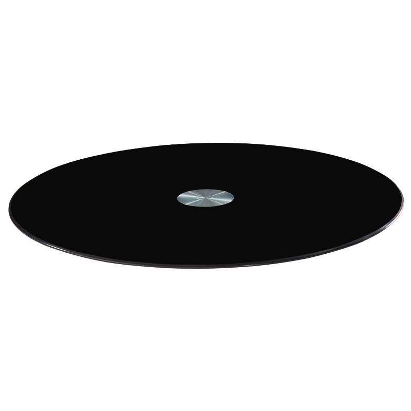 家用台面转盘餐桌钢化玻璃黑色烤漆家用酒店圆桌饭桌转台玻璃转盘