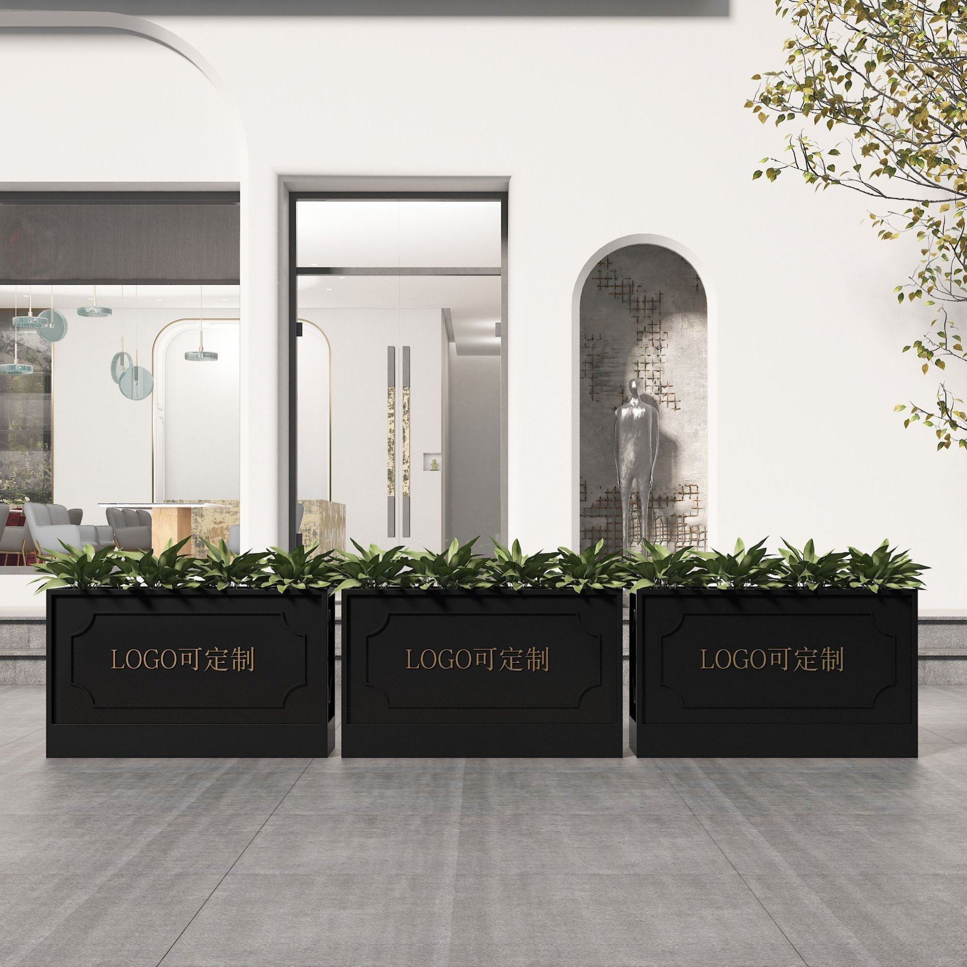 铁艺户外花箱组合落地式花槽隔断售楼部花架金属防锈室外花坛围栏