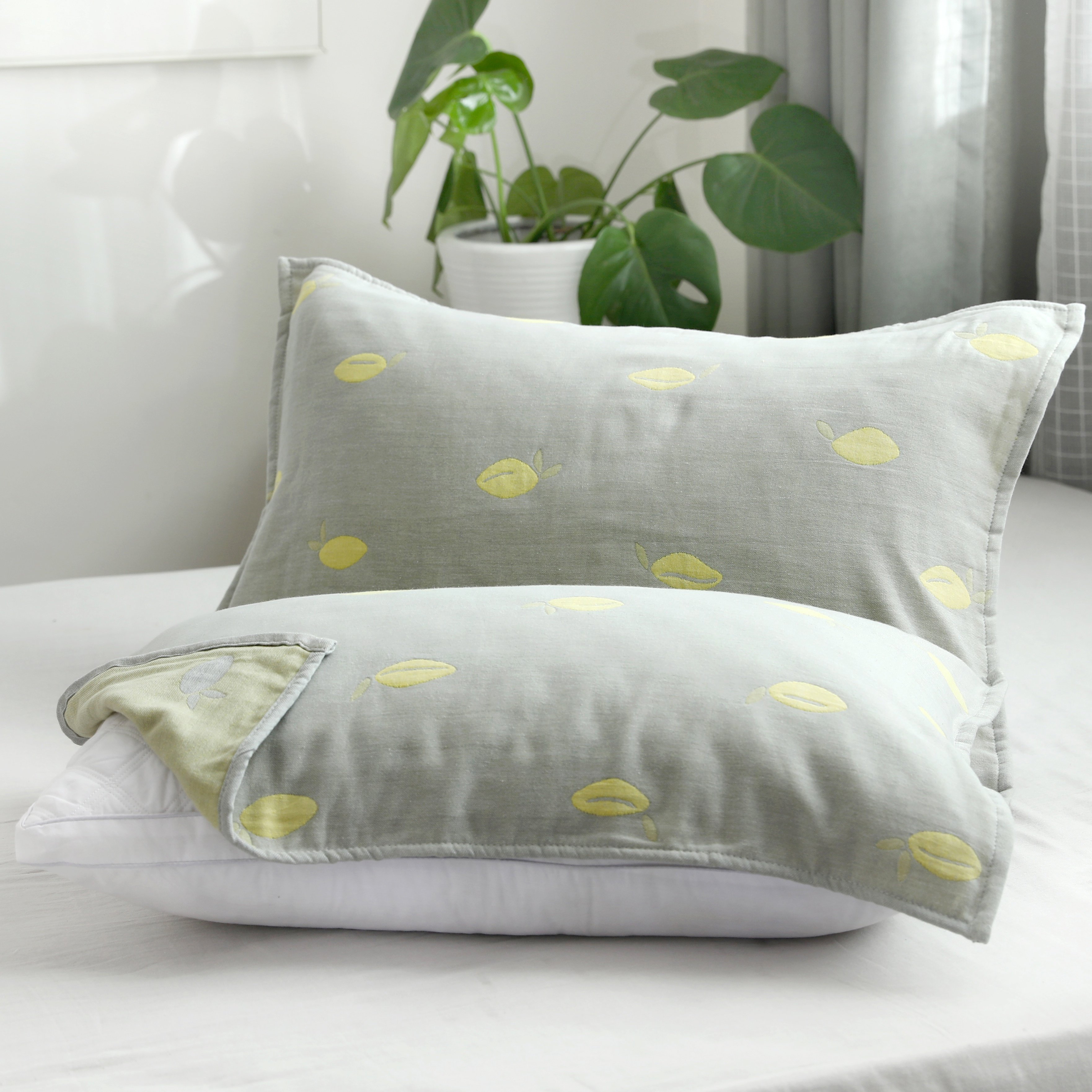 新款纯棉三层纱布枕巾全棉成人男女通用情侣四季枕头巾一对装