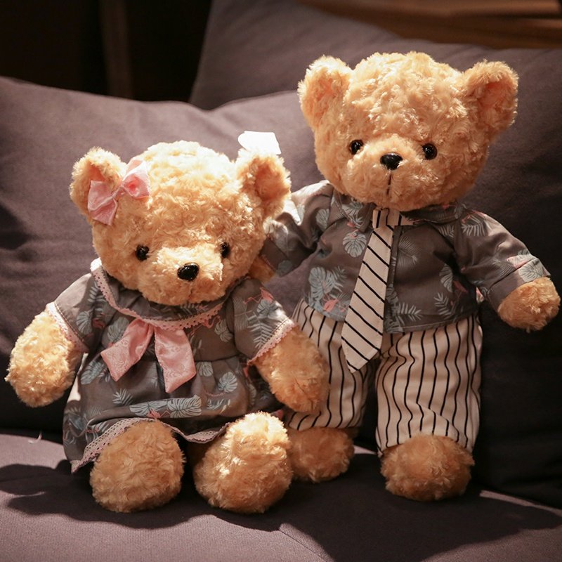 可爱穿衣情侣小熊公仔玩偶泰迪熊毛绒玩具娃娃抱枕情人节生日礼物