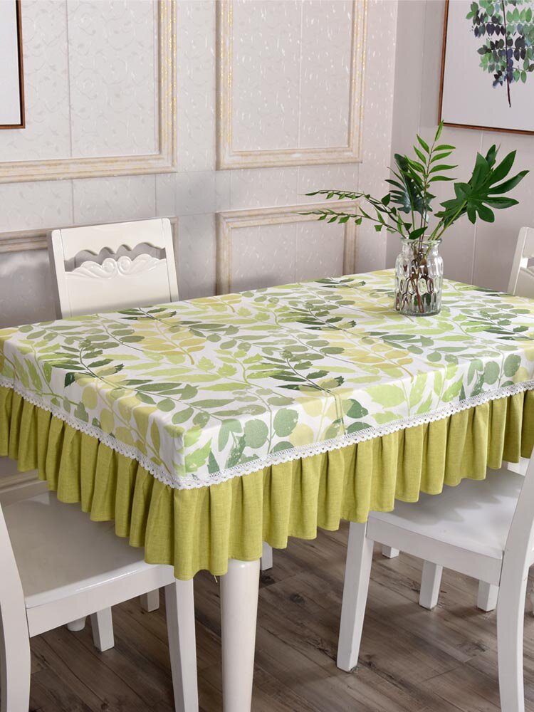 简约现代高档绿色桌布长方形清新绿棉麻餐桌罩套家用餐厅台布定制