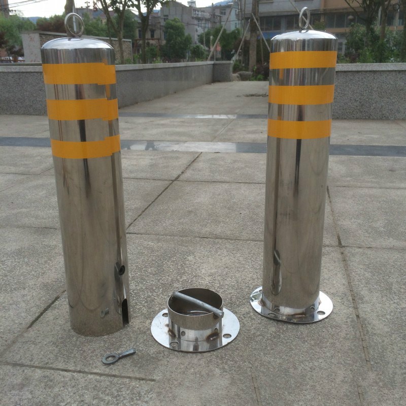 不锈钢活动路桩隔离柱挡车路桩加厚防撞路障隔离柱汽车车位锁带锁
