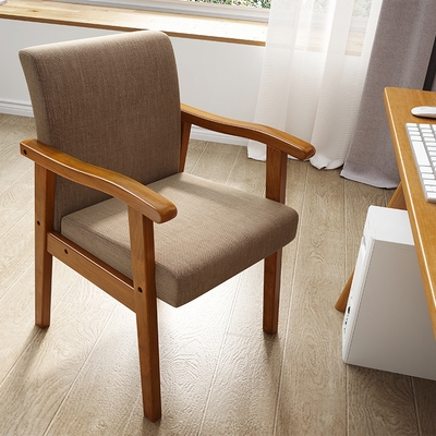 1北欧实木扶手椅子软包靠背椅会议办公椅阳台休闲椅单人沙发皮椅