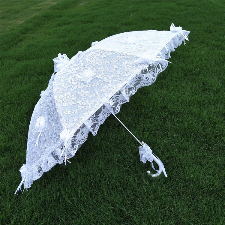 新品新款白色蕾丝花边伞婚纱拍照摄影遮阳伞晴雨两用伞小清新公主