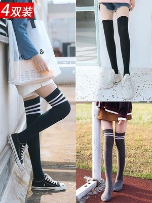 校服长袜女潮长筒过膝盖冬季高桶袜配小白鞋高庄长同袜到大腿根.图片