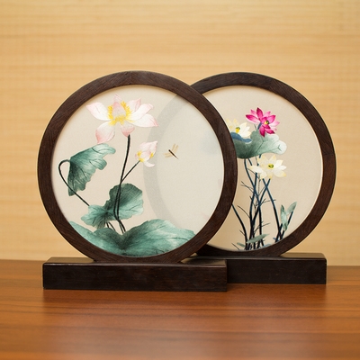 苏绣摆件成品手工双面绣摆台桌面小屏风中国风特色商务礼品送老外