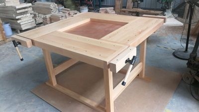 多功能工作台实木木工桌图片