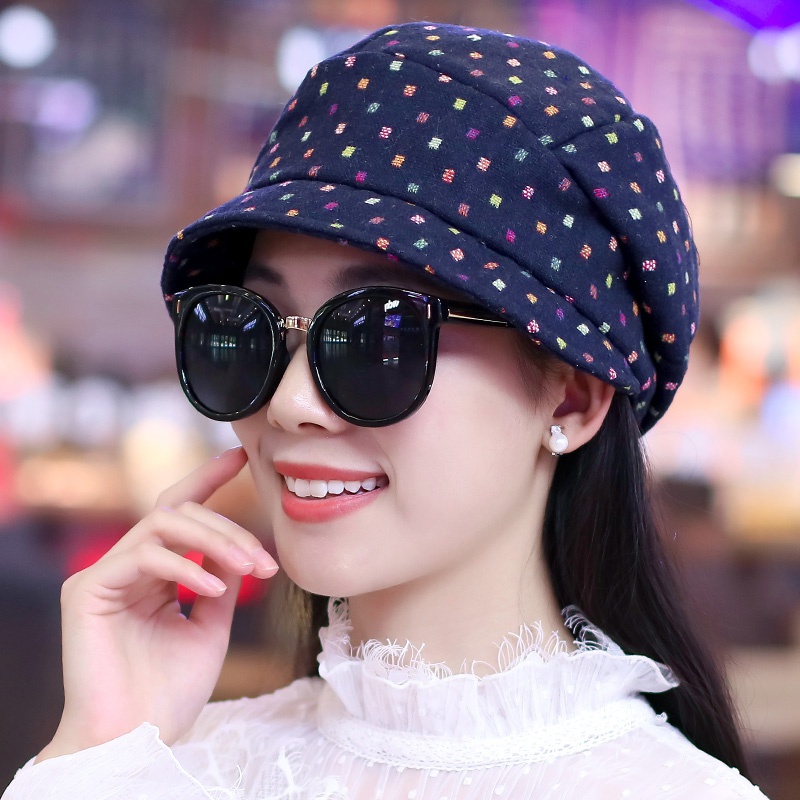 帽子女春秋韩版休闲短檐贝雷帽简约日系八角帽秋季时尚中年妈妈帽