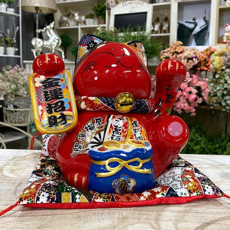 福缘招财猫红色喜庆客厅装饰储蓄罐店铺开业礼品生意兴隆旺财摆件