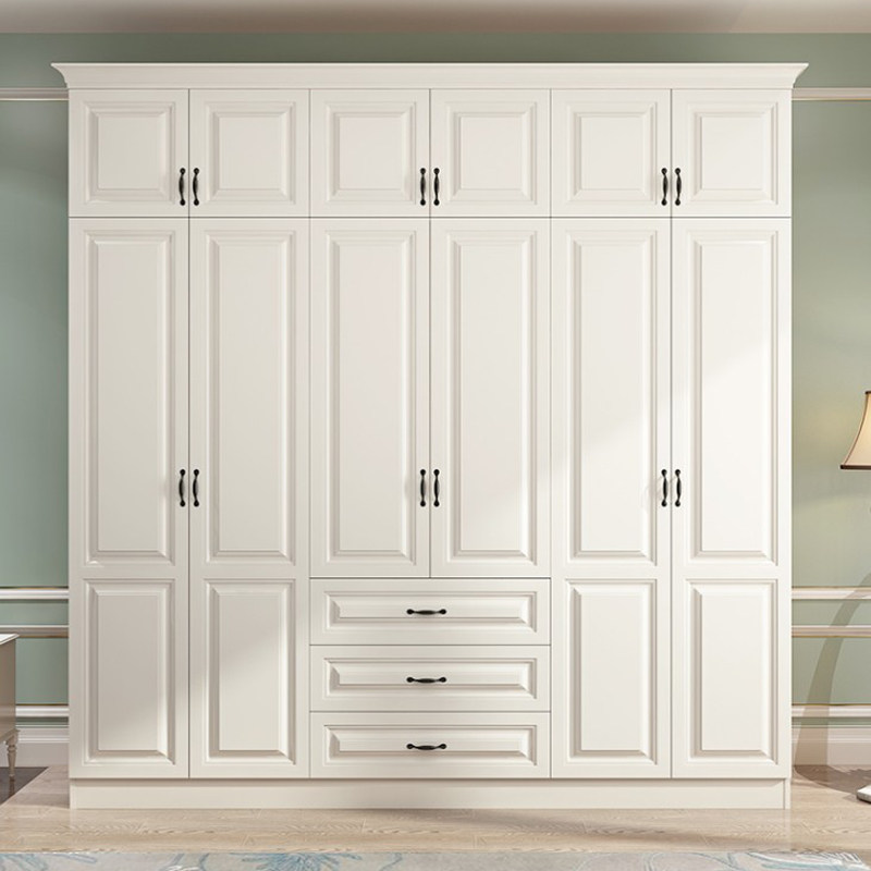 欧式大衣柜卧室六门组合四门组装美式衣橱简约现代衣帽间收纳定制
