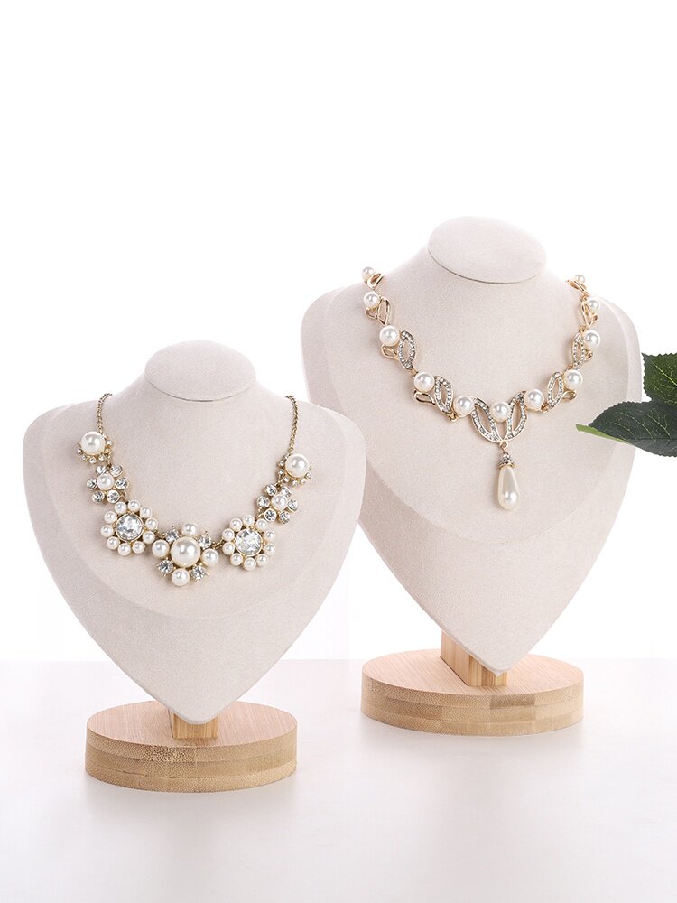 (今日6折)锦瑟陈列实木绒布项链展示架模特脖子人像珠宝首饰架橱窗展