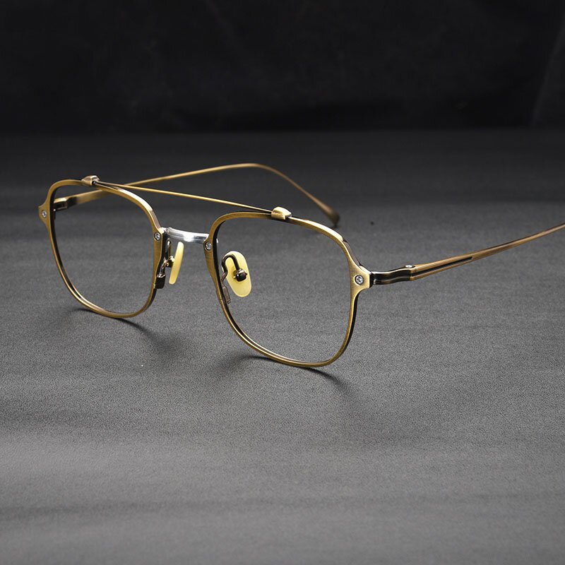 双梁纯钛眼镜架日系复古时尚超轻文艺配有度数近视镜男平光女圆形