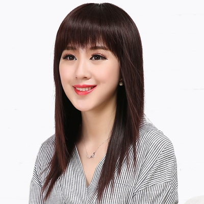 假发头套女长发齐刘海图片