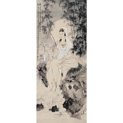 国画观音佛像张大千图片
