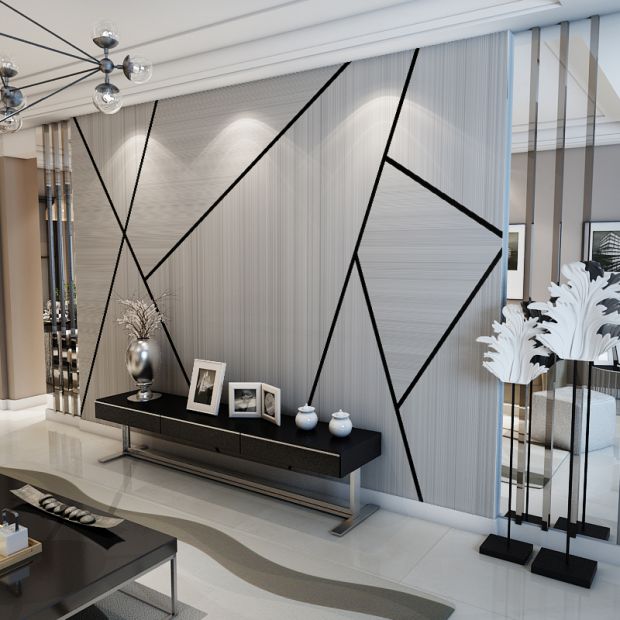 视背景墙纸几何线条壁纸素色客厅餐厅壁画影视墙装饰无缝墙布8d