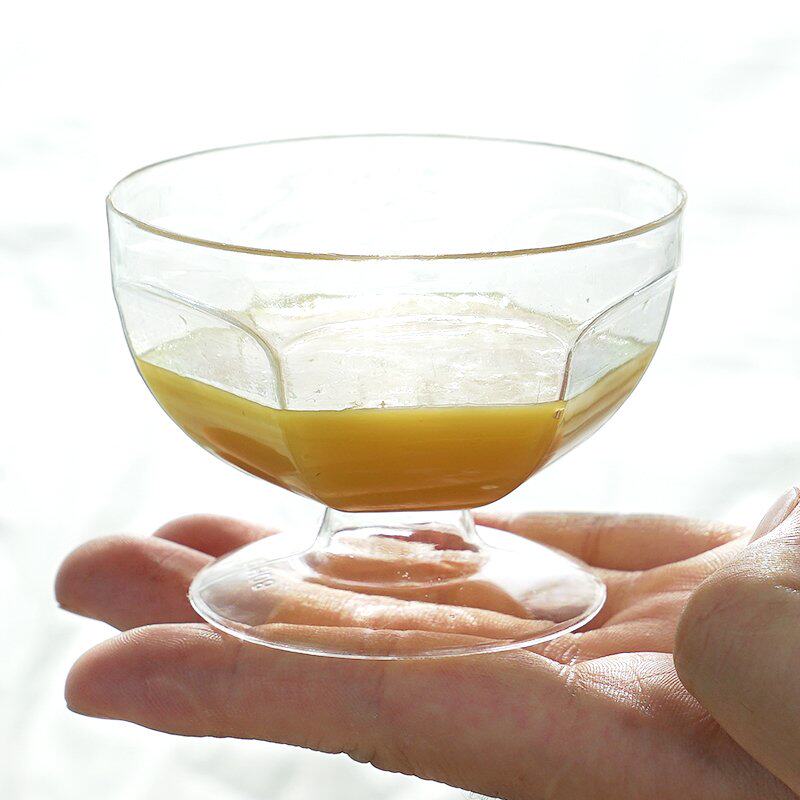 高脚杯冰淇淋杯布丁杯慕斯杯果冻杯带盖透明一次性塑料杯子创意