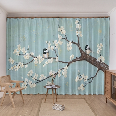 中国风花鸟窗帘价格
