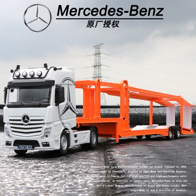 1:32奔c驰双层平板汽车运输车合金车模大号工程卡车仿真汽车模优